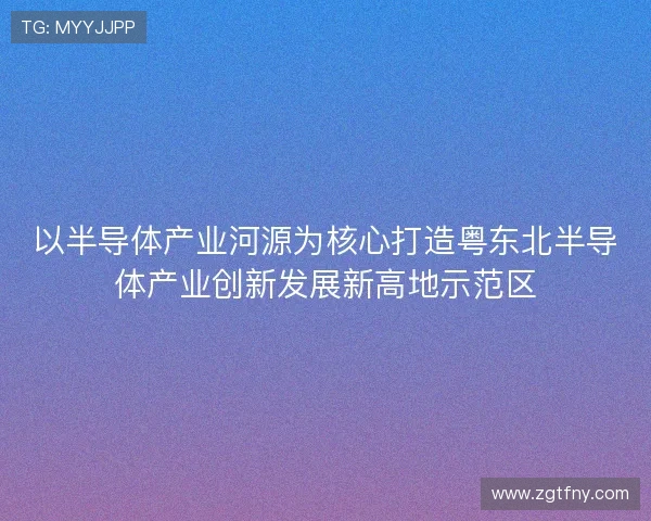 以半导体产业河源为核心打造粤东北半导体产业创新发展新高地示范区